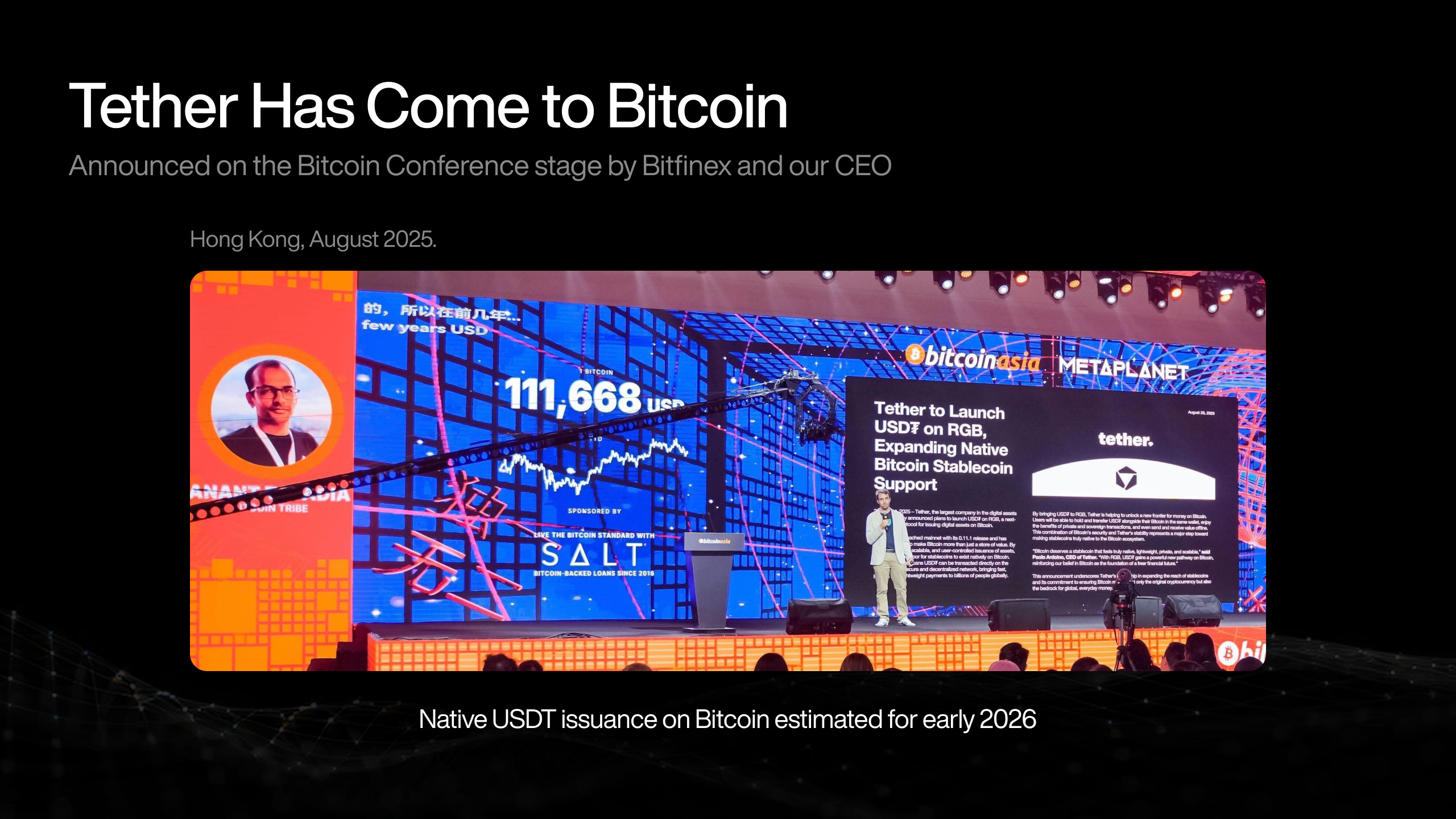 USDT on Bitcoin announcement